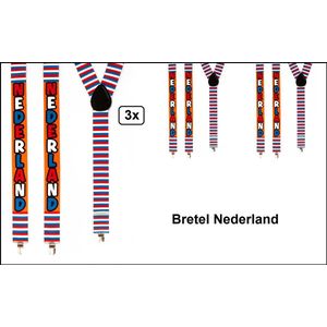 3x Bretel Nederland luxe - Holland Koningsdag thema feest Nederlands koningsdag festival bretels