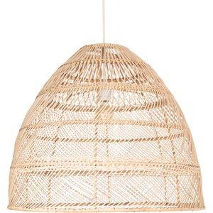 Verlichting - hanglamp Shasha XL - grote lamp - natuurlijk rotan - 64x64 cm - inclusief wit armatuur - lamp eettafel