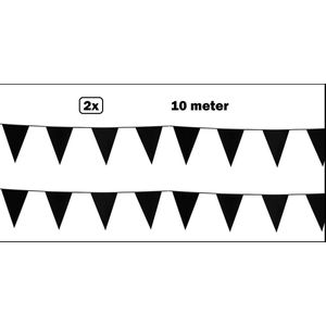 2x Vlaggenlijn zwart 10 meter - vlaglijn festival feest party verjaardag thema feest kleur