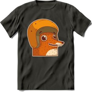 Safety fox T-Shirt Grappig | Dieren vos Kleding Kado Heren / Dames | Animal Skateboard Cadeau shirt - Donker Grijs - L