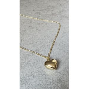 Goldplated ketting met hart hanger/925 sterling zilver/40+5cm