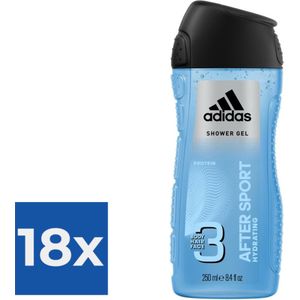 Adidas After Sport Hair & Body Douchegel - 250 ml - Voordeelverpakking 18 stuks