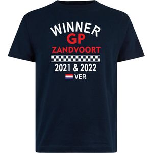 T-shirt Winner GP Zandvoort 21/22 | Max Verstappen / Red Bull Racing / Formule 1 Fan | Winnaar Zandvoort | Navy | maat XS