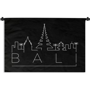 Wandkleed Wereldsteden - Skyline Bali op een zwarte achtergrond Wandkleed katoen 90x60 cm - Wandtapijt met foto