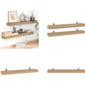 vidaXL Wandschappen 2 st 90x15x4 cm massief teakhout - Wandschap - Wandschappen - Zwevend Schap - Plank
