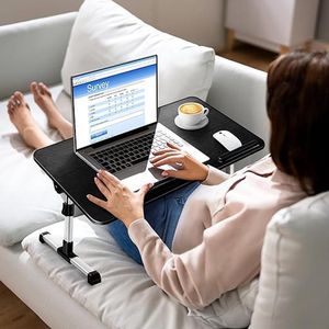 Laptopbedtafel, klaptafel, bureau, laptoptafel, Bed table - Dienblad voor in Bed met Opklapbare Poten voor Ontbijt 53D x 30W x 6H centimetres