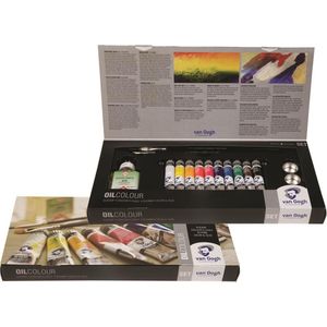 Oil Colour set 10 kleuren 20 ml tubes olieverf met penselen, paletdoppen en medium