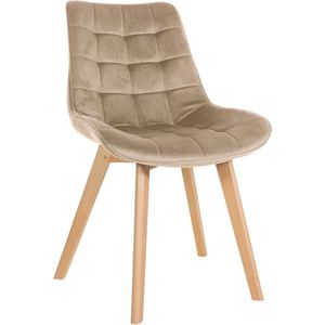 In And OutdoorMatch Stoel Arabella - Beige - Fluweel - Hoge kwaliteit bekleding - Moderne stoel - Eigentijdse look
