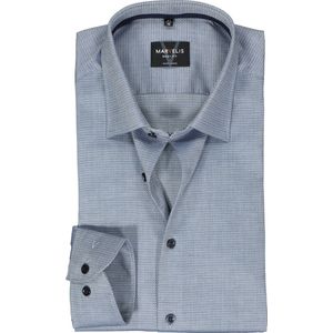 MARVELIS body fit overhemd - mouwlengte 7 - structuur - donkerblauw mini dessin - Strijkvriendelijk - Boordmaat: 43