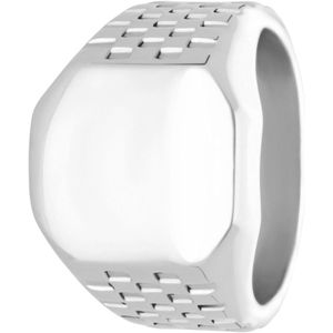 Lucardi Heren Stalen zegelring bewerkt - Ring - Staal - Zilverkleurig - 21 / 66 mm