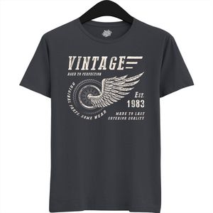 A Vintage Motorcycle Addict Est 1983 | Retro Verjaardag Motor Cadeau Shirt - T-Shirt - Unisex - Mouse Grey - Maat M