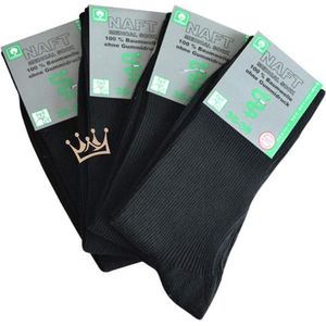 100% katoenen medische sokken - Zwart - Maat 36-38 - Sokken voor diabeten - Reuma - En tegen oedeem - Wijde boord - Sokken zonder elastiek - Naadloos - Dames - Heren - 4 paar