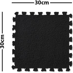 Pluche tapijttegel - Zwart - Tapijttegel - Vloer - Kinderkamer - Speelkamer - 10 stuks
