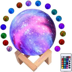 Astrobe 3D Galaxy Maan Lamp - Tafellamp - Maanlamp - Galaxy Lamp - 16 Dimbare LED Kleuren met Afstandsbediening - Moon Lamp - Sterrenlamp - Galaxy Projector - Sterrenhemel Projector - Super Realistisch - Milieuzuinig