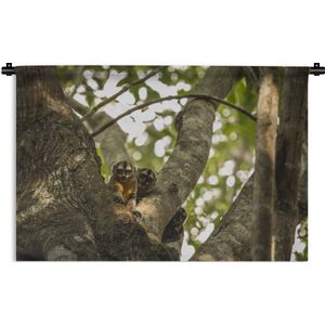 Wandkleed Junglebewoners - Kleine dieren in een boom Wandkleed katoen 90x60 cm - Wandtapijt met foto