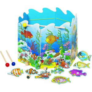 Goki Visspel Deluxe - Leuk gezelschapsspel voor kinderen vanaf 3 jaar - Geschikt voor 2 spelers - Inclusief 2 hengels met magneetje