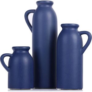 Keramische vaas set van 3-3 kruik decor vaas (blauwe set)