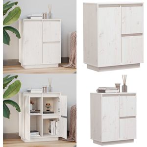 vidaXL Dressoir 60x34x75 cm massief grenenhout wit - Dressoir - Dressoirs - Kast - Opbergkast
