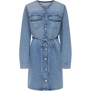 Only Jurk Onlminnie No Collar Belt Denm Dress 15357973 Light Blue Denim Dames Maat - M