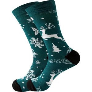Sokken Kerst - Rendier en Sneeuwvlok - Katoen - Uniseks - Schoenmaat 38-45
