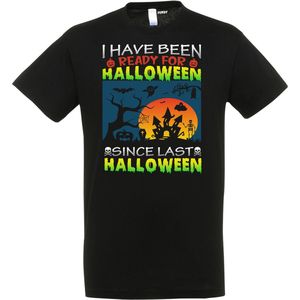 T-shirt kinderen Ready for Halloween | Halloween kostuum kind dames heren | verkleedkleren meisje jongen | Zwart | maat 128