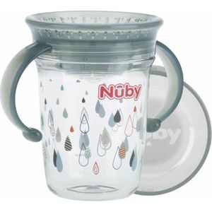 Nûby - Drinkbeker - 360° Wonder cup met handvatten in Tritan™ - Grijs - 240ml - 6m+