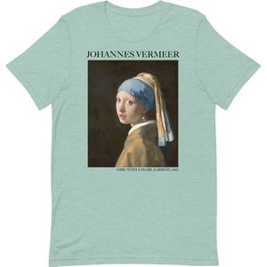 Johannes Vermeer 'Meisje met de Parel' (""Girl with a Pearl Earring"") Beroemd Schilderij T-Shirt | Unisex Klassiek Kunst T-shirt | Heather Prism Dusty Blue | S