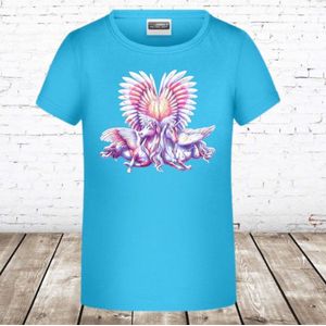 T-shirt eenhoorn blauw -James & Nicholson-146/152-t-shirts meisjes