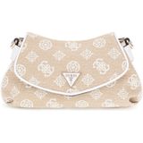 GUESS Schoudertas Beyza Flap Shoulder Bag White Logo Beige