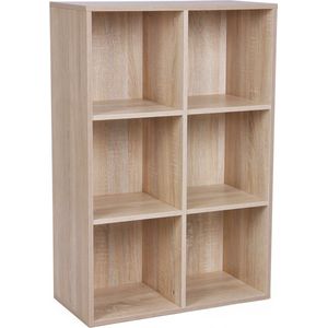 DiBasso - Boekenkast - Vakkenkast met 6 Kubus Vakken - 66 x 98 x 30 cm - Opbergkast - Kallax type - Kubus Kast - Lichtbruin