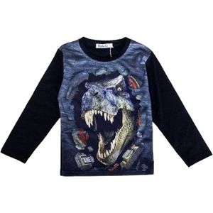 Kinder longsleeve trui met dino print | Dinosaurus full color print | T-Rex | Kleur Zwart | Maat 92 | sweatshirt | Zeer mooi!