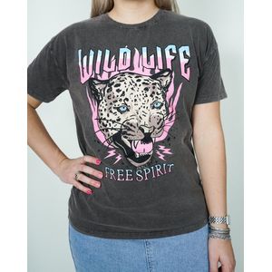 Wildlife t-shirt | T-shirt dames | Kleurrijk | Stoer | Korte mouwen | Kleur Grijs | Maat One size