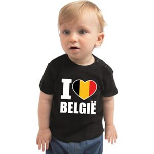 I love Belgie baby shirt zwart jongens en meisjes - Kraamcadeau - Babykleding - Belgie landen t-shirt 74