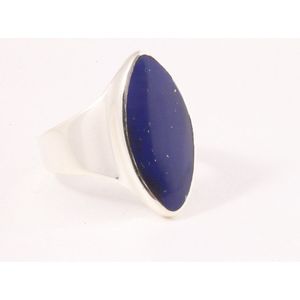Hoogglans zilveren ring met lapis lazuli - maat 17