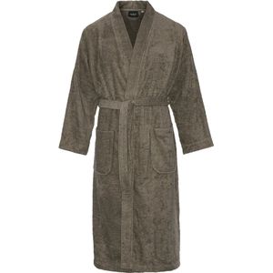 Kimono badstof katoen – lang model – unisex – badjas dames – badjas heren – sauna - taupe - 2XL/3XL