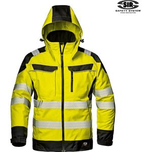 SIR SAFETY ANDROMEDA Hi Vis Reflecterend Parka Werkjas HEREN Veiligheidsjas Geel Zwart - Waterdicht - Winddicht - Afneembare Capuchon