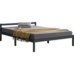 In And OutdoorMatch Houten Bed Jesse - Grenen - Met Bedbodem - 140x200 cm - Donkergrijs - Snelle Montage