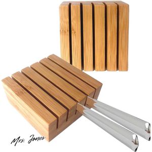 Mrs. Jones Bamboe Steak Messenblok Zonder Mes - Kleine Messenhouder Voor Bestek - Organizer Bestekbak Lade-inzet Keuken .