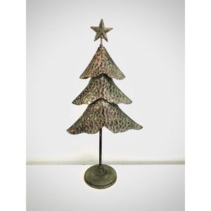 Gold Metal Three Layer Tree Star Peak 41 cm hoog - Christmas Tree - kerstboom - glitters - metaal - figuur - kerststukje - kerstdecoratie - kerstitem - accessoire - interieur - geschenk - gift - cadeau - kerst - nieuwjaar – verjaardag
