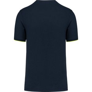 T-shirt Heren S WK. Designed To Work Ronde hals Korte mouw Navy / Fluorescent Yellow 65% Polyester, 35% Katoen