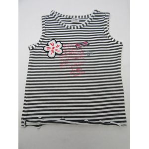dirkje , meisje, t-shirt zonder mouw , streep , wit / grijst , paradise rose , 92 - 2 jaar