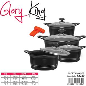 Glory King line - 10 delig Pannenset - Keramisch Coating - Grijs - PFOA VRIJ