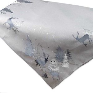 Tafelkleed - Kerst - licht grijs met Rendieren en zilverdraad - Vierkant 85 cm