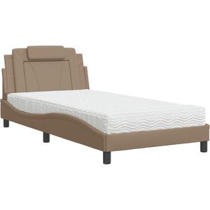 vidaXL-Bed-met-matras-kunstleer-cappuccinokleurig-100x200-cm