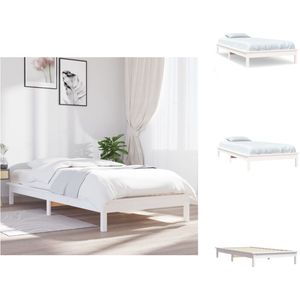 vidaXL Bed Classic Pine - 212 x 111.5 x 26 cm - White - Bed