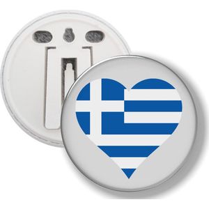 Button Met Clip - Hart Vlag Griekenland