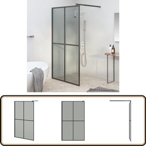 vidaXL Inloopdouchescherm - 118x190 cm - Zwart Inloopdouche - Douchedeur - Glazen Douchecabine - Zwarte Douche - Badkamerspiegel