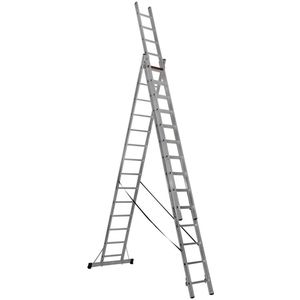 Professionele Schuifladder / Reform | 3-delig | 3x8 treden | Aluminium | Anti slip | EN 131-1 + 2, NEN 2484, TÜV en GS gecertificeerd