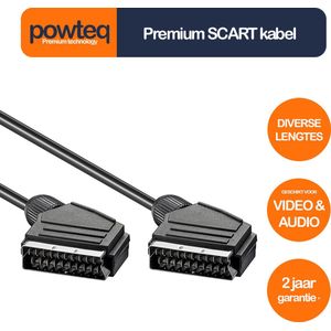 Powteq 5 meter premium SCART kabel - Audio & Video - Standaard SCART aansluiting