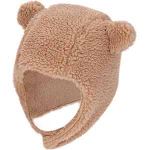 Sarlini - Baby Winterset - Handschoenen/Sjaal/Muts - Teddy Wol - 1-2 Jaar - Zand